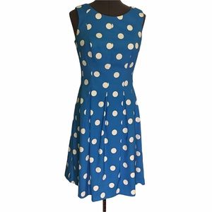 Dressbarn Blue Polka Dot Dress Size 4